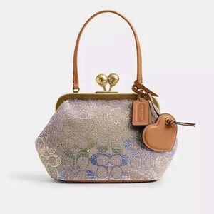 🌸Coach 16 Kisslock Frame Bag in Rainbow Crystal Jacquard CDC36🌸